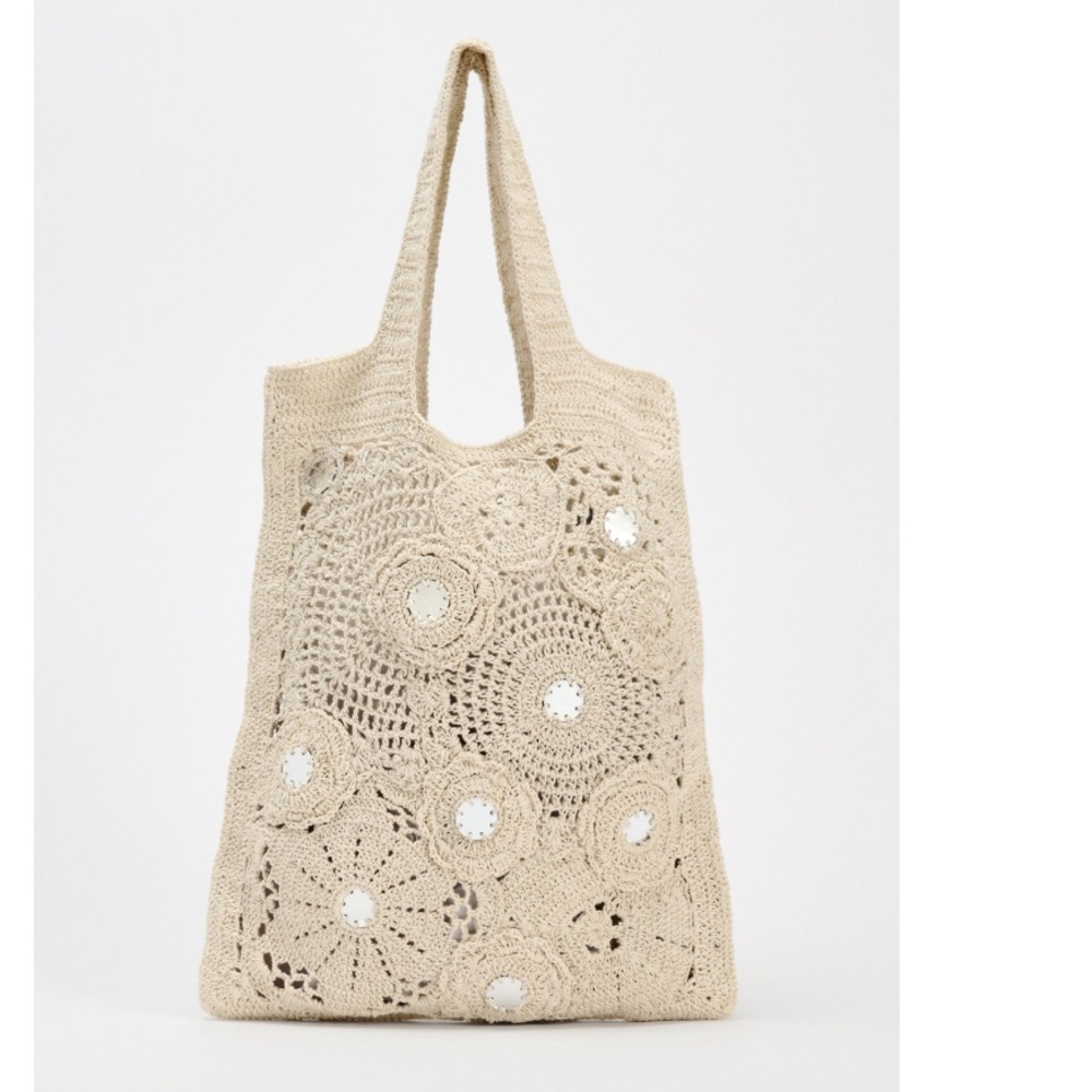 NWT Zara woven shopper with mirror detail